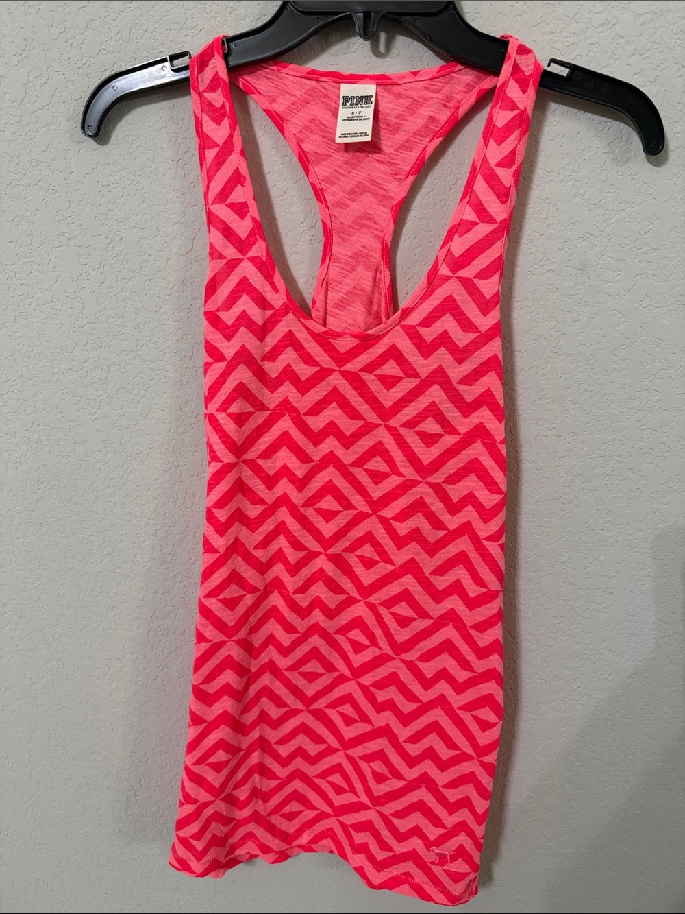 PINK Victoria's Secret Bright Neon Pink Geometric Racerback Tank
